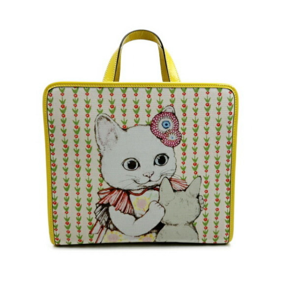 Gucci Tote Bag Collection Canvas Patent Vernis Leather Yellow Cat